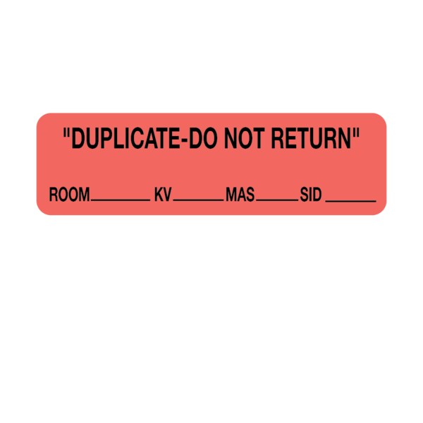 Information Labels -Duplicate-Do Not Return 5/16"x1-1/4" Flr Red w/Blk